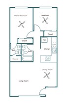 Two Bedrooms - Two Bath 8B floor plan
